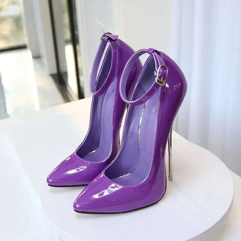 Plus Size45 46 Super High Heels Black 16cm Stilettos Sexy Women Pumps