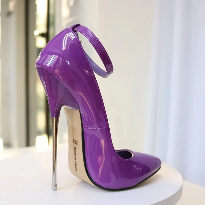 Plus Size45 46 Super High Heels Black 16cm Stilettos Sexy Women Pumps