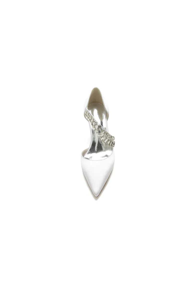 Pointed Toe Rhinestone Tassel Strappy Chunky Heels