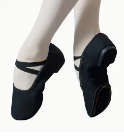 Pro 1C Sansha Black Canvas Split Sole Slipper