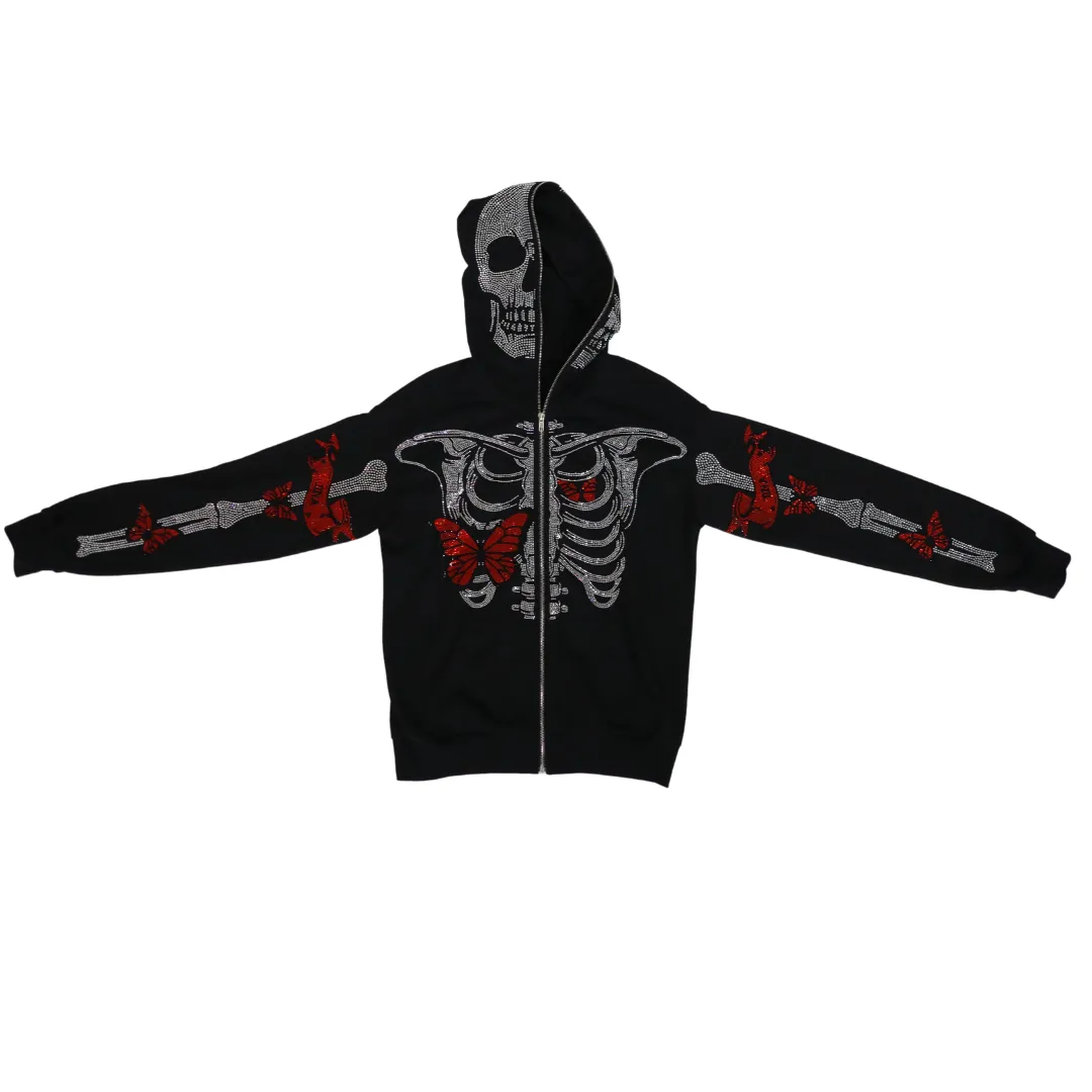 Red Butterfly Skelly Zip Up