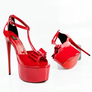 Red Gloss Ribbon High Heels