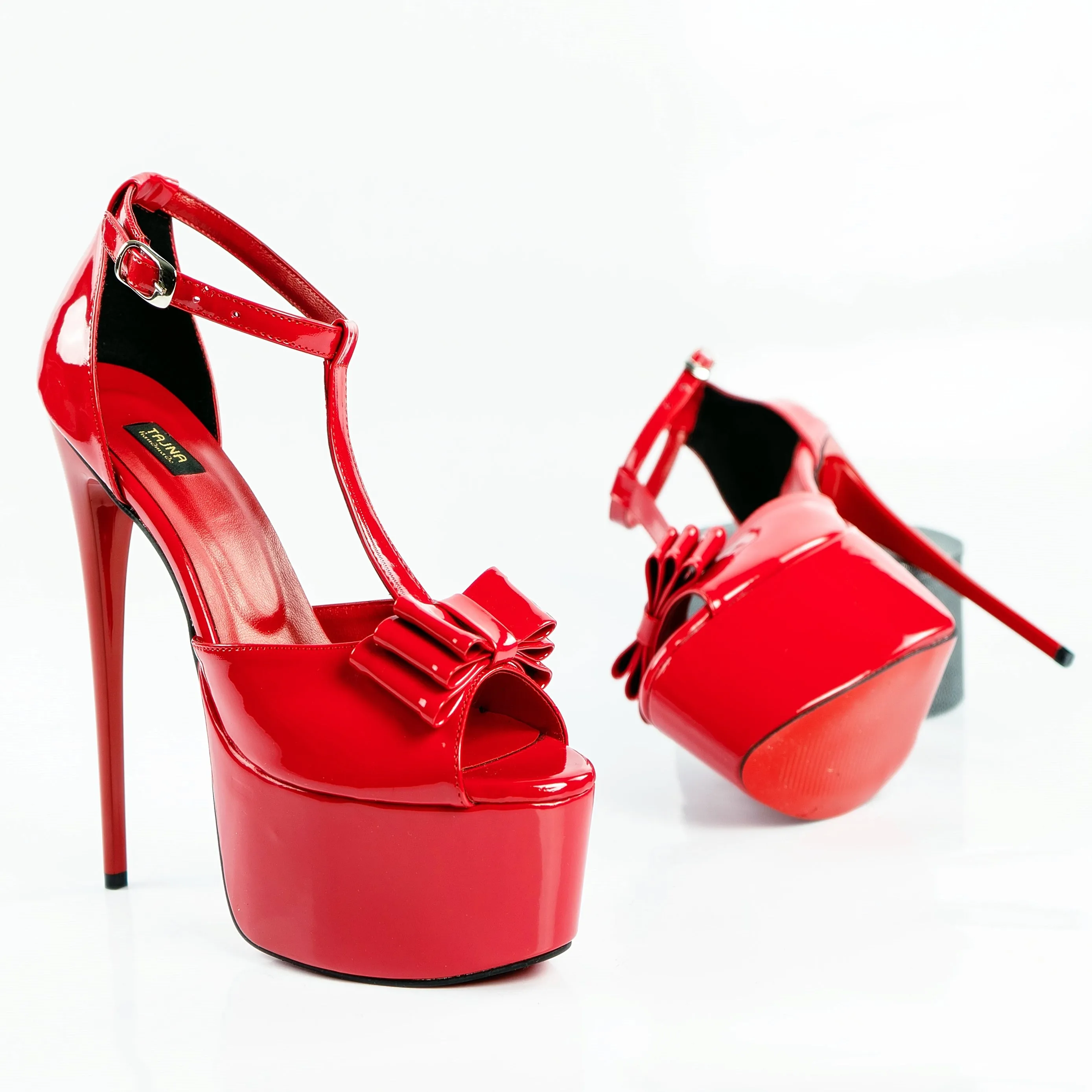 Red Gloss Ribbon High Heels
