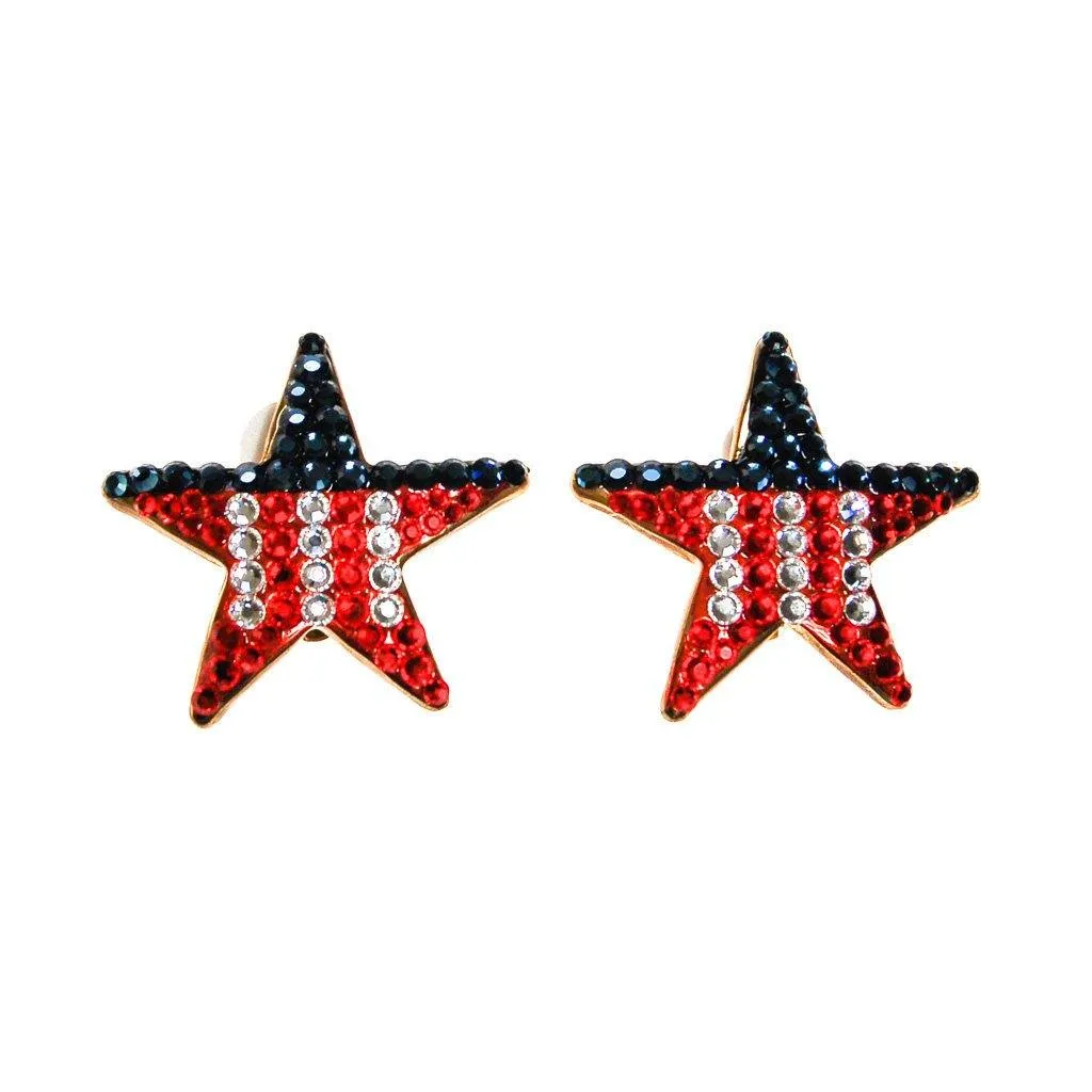 Red, White and Blue Rhinestone Star Earrings