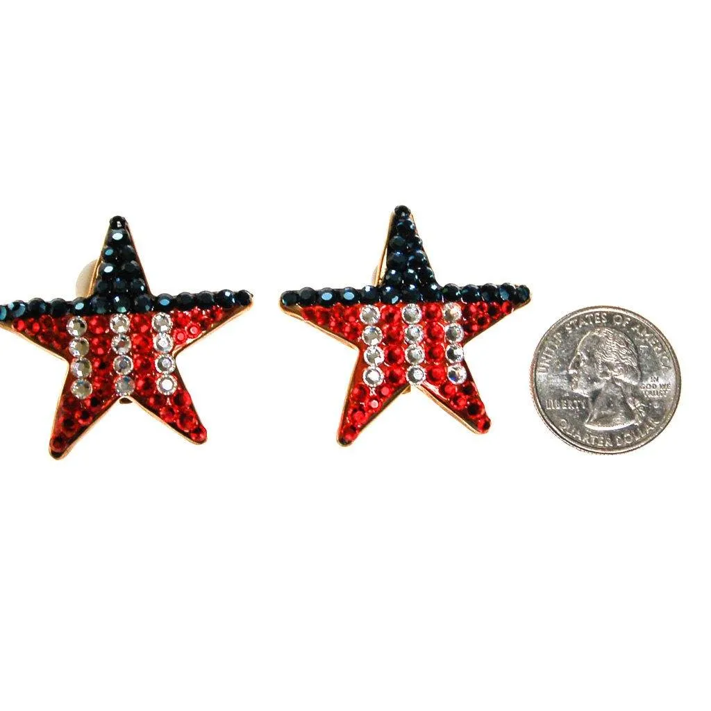 Red, White and Blue Rhinestone Star Earrings