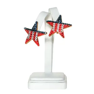 Red, White and Blue Rhinestone Star Earrings