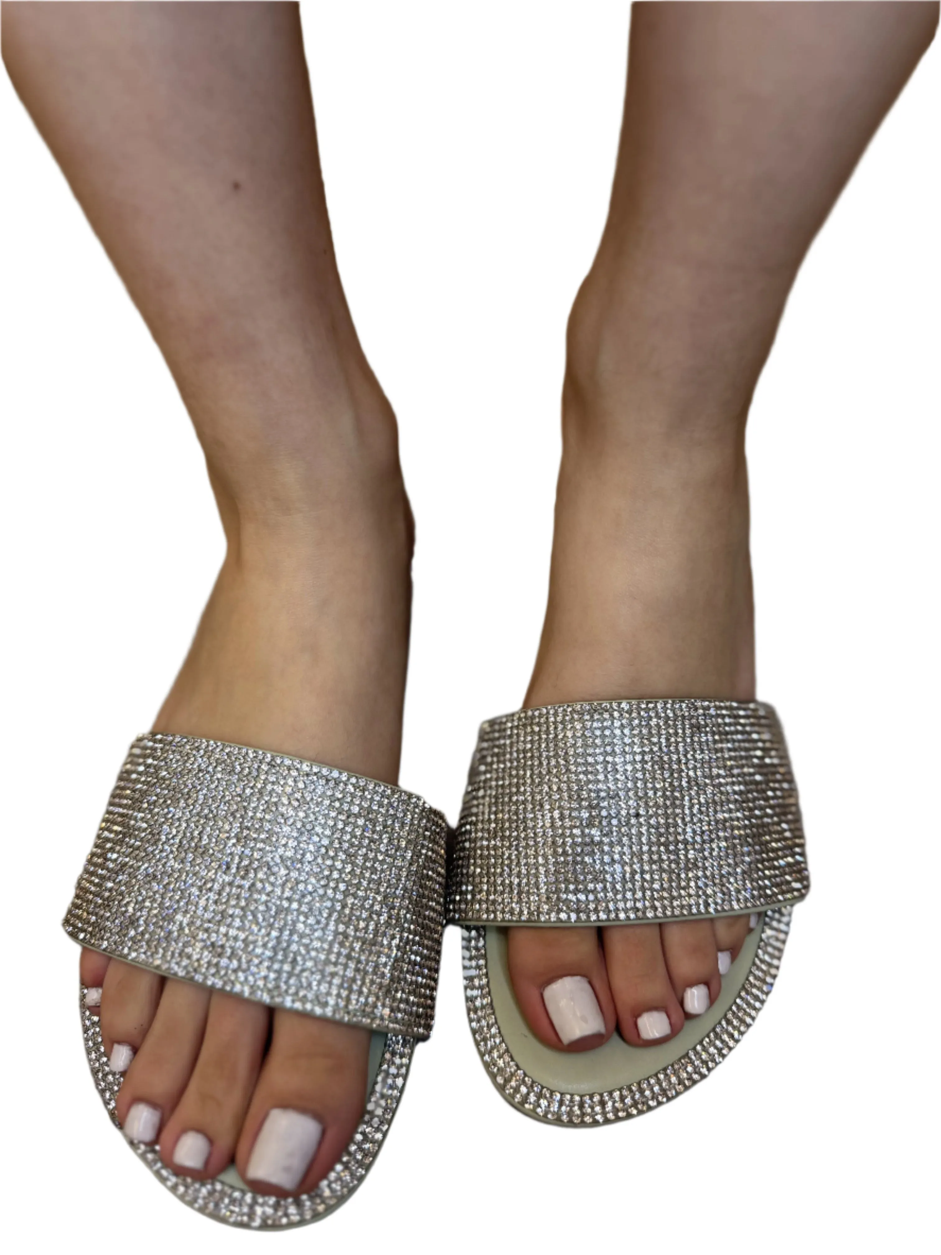 RHINESTONE BAND DETAIL SLIDE SANDAL HONEY62