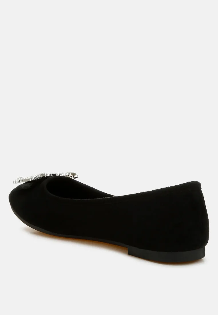 Rhinestone Buckle Detail Ballerinas By MODE