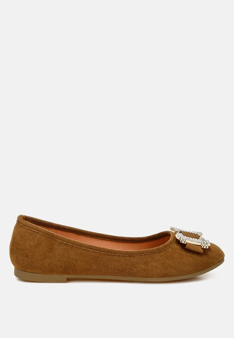 Rhinestone Buckle Detail Ballerinas By MODE