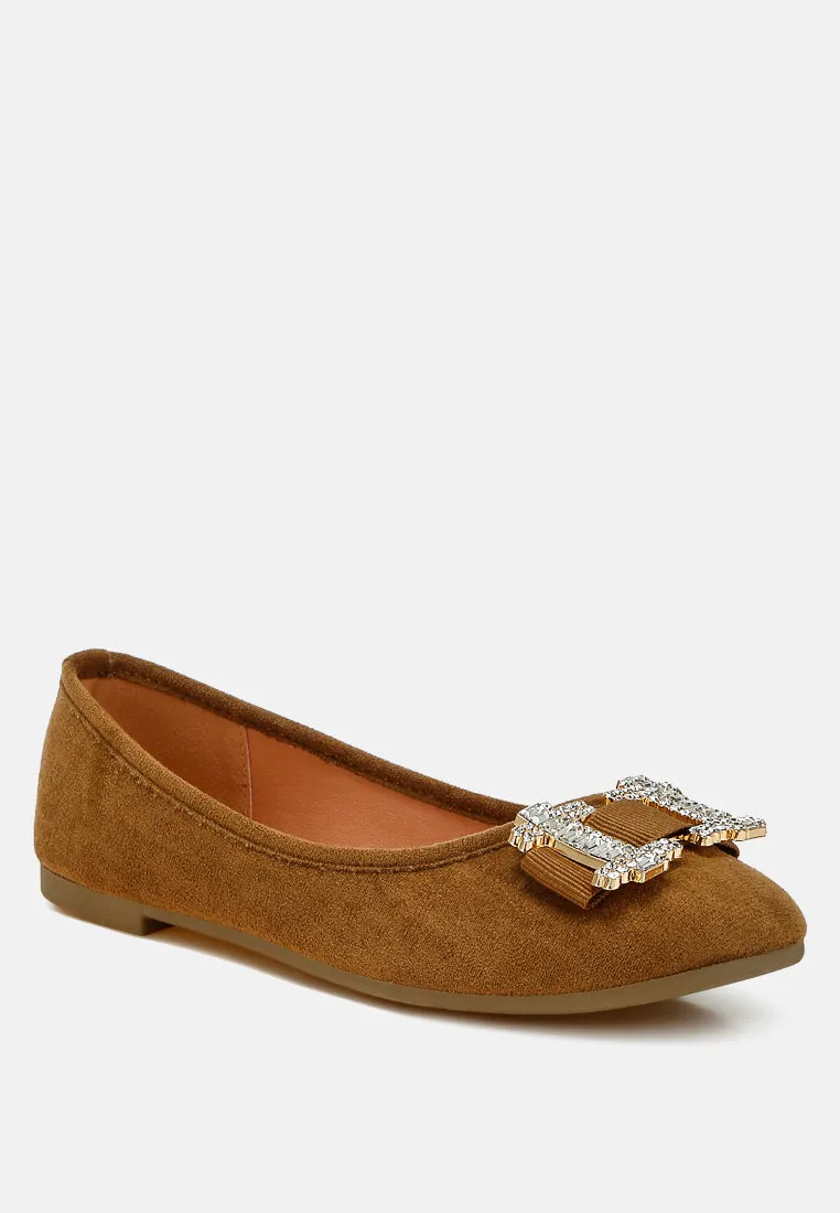 Rhinestone Buckle Detail Ballerinas By MODE