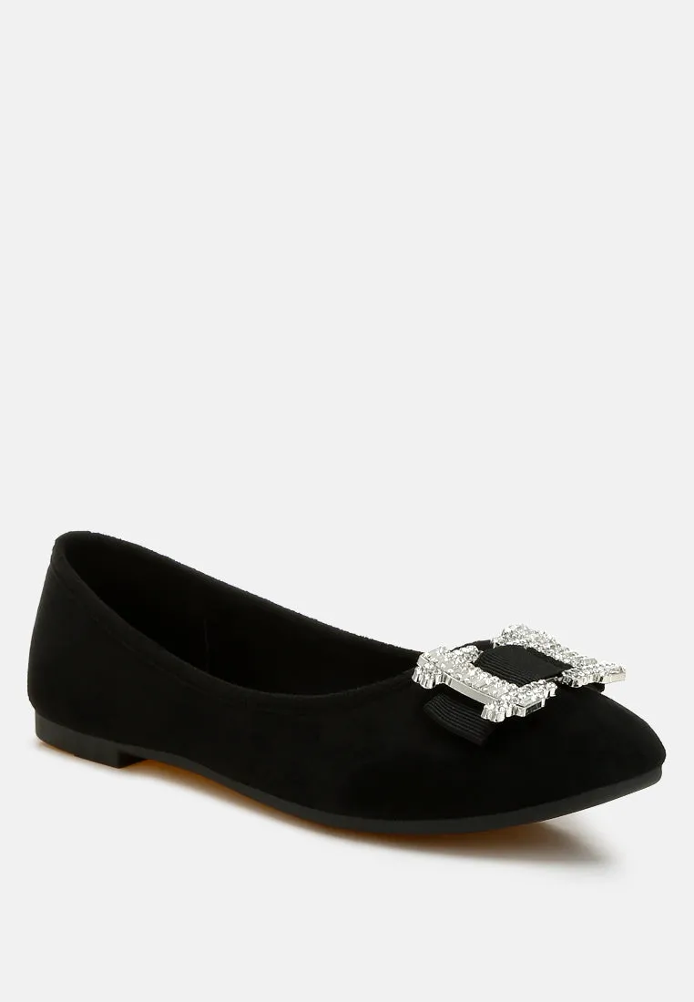 Rhinestone Buckle Detail Ballerinas By MODE