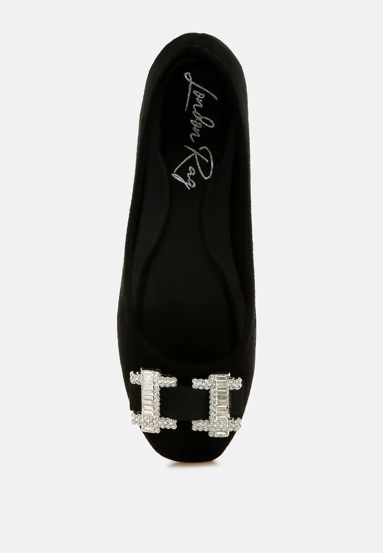Rhinestone Buckle Detail Ballerinas By MODE