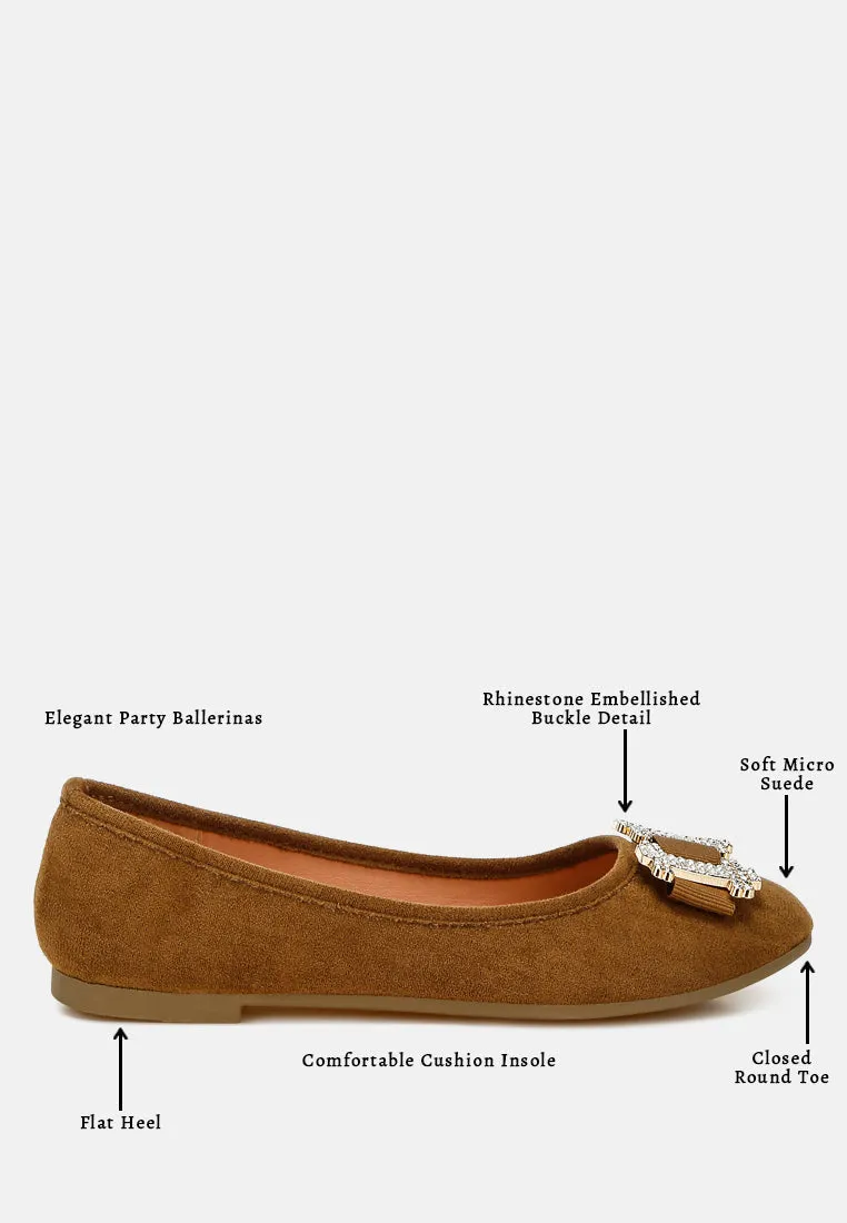 Rhinestone Buckle Detail Ballerinas By MODE