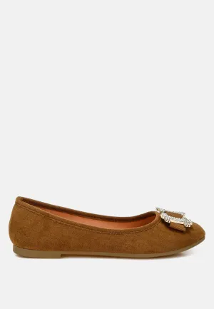 Rhinestone Buckle Detail Ballerinas By MODE