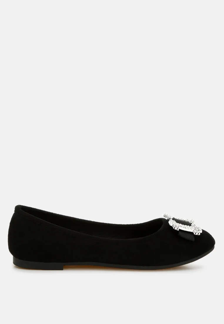 Rhinestone Buckle Detail Ballerinas By MODE