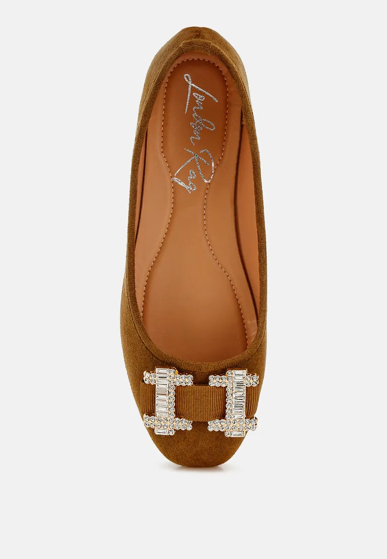Rhinestone Buckle Detail Ballerinas By MODE