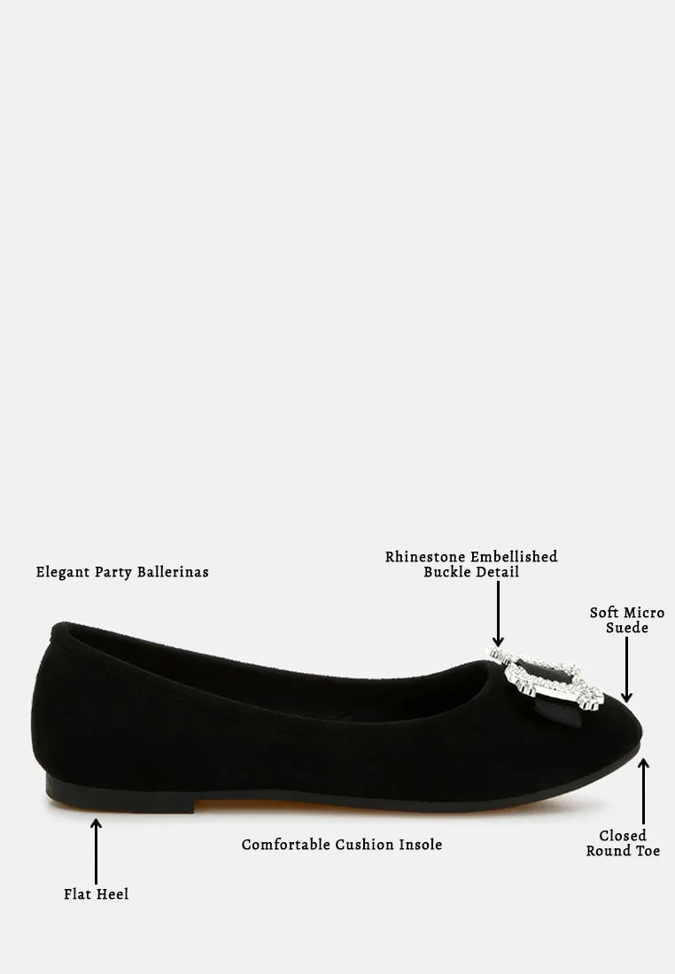 Rhinestone Buckle Detail Ballerinas By MODE