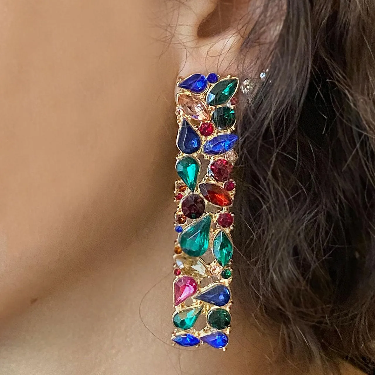 Rhinestone Earrings | Multicolour Or Black Rhinestones