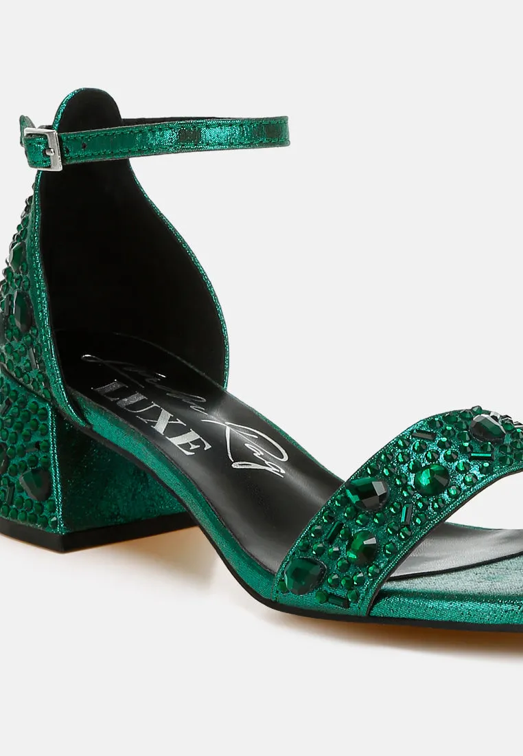 Rhinestone Embellished Shimmer Sandals By RAG