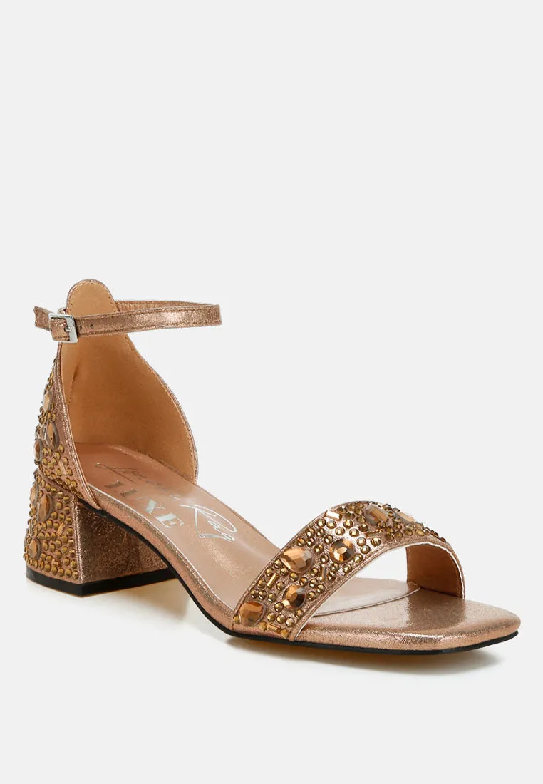 Rhinestone Embellished Shimmer Sandals By RAG
