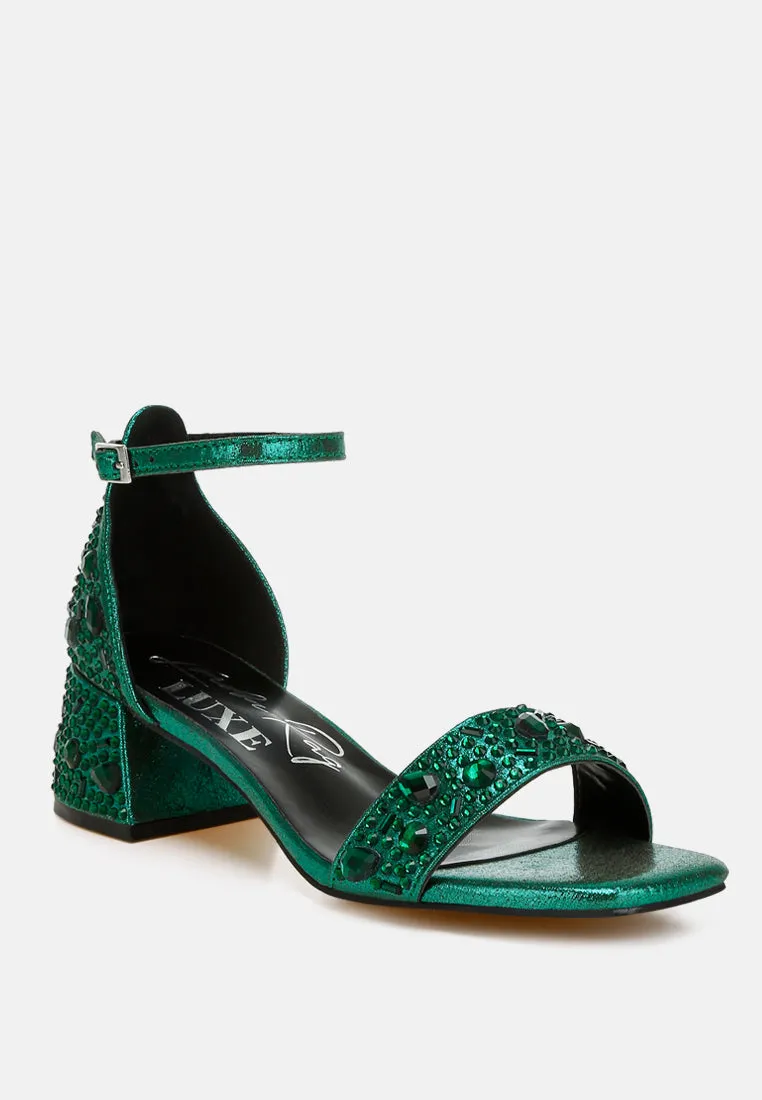Rhinestone Embellished Shimmer Sandals By RAG