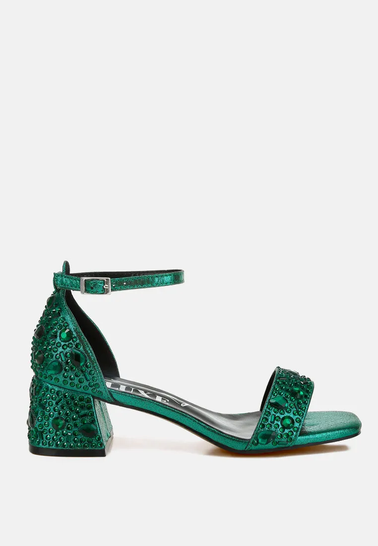 Rhinestone Embellished Shimmer Sandals By RAG
