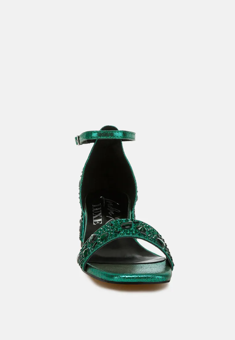 Rhinestone Embellished Shimmer Sandals By RAG