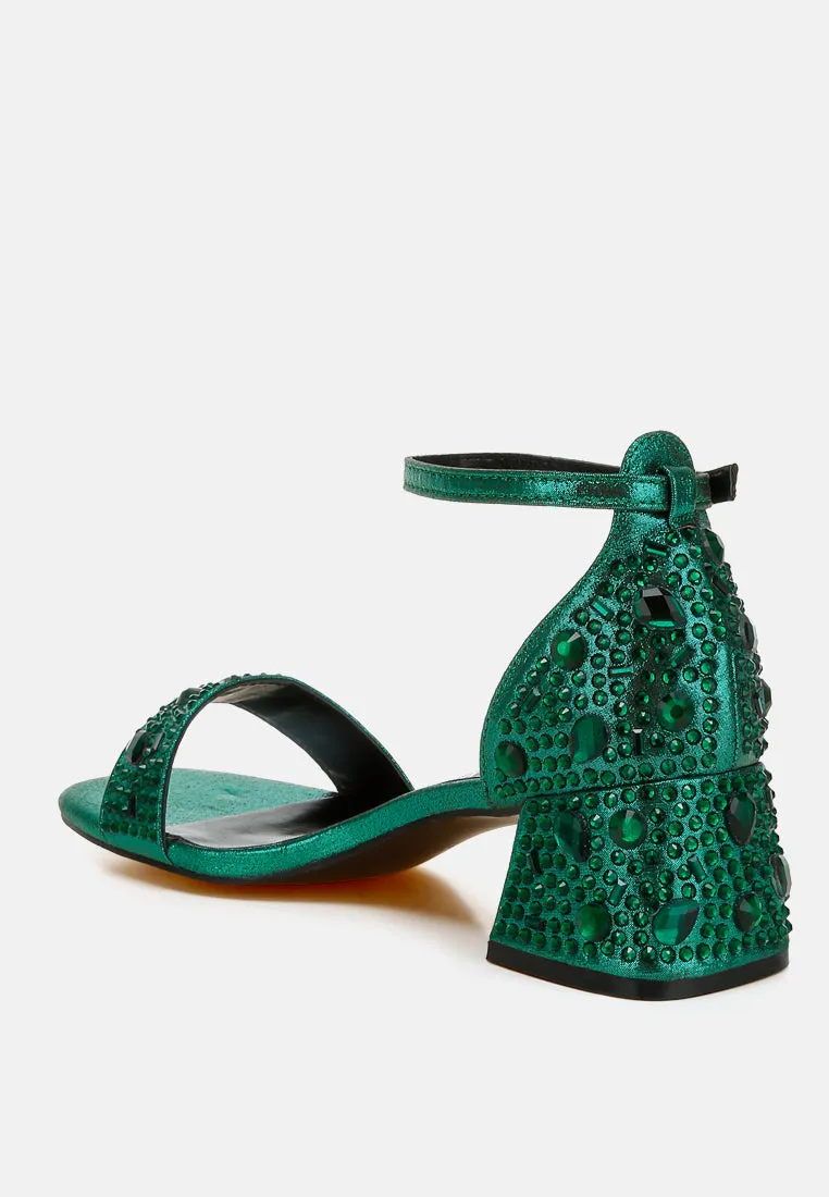 Rhinestone Embellished Shimmer Sandals By RAG