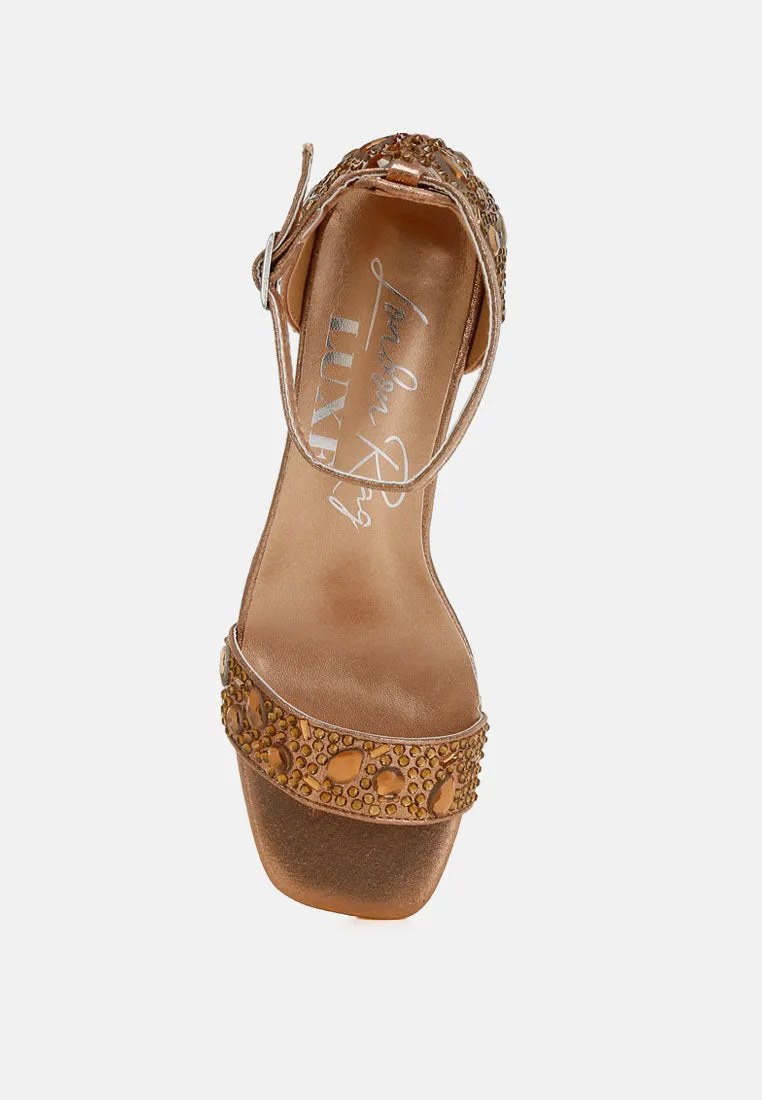 Rhinestone Embellished Shimmer Sandals By RAG