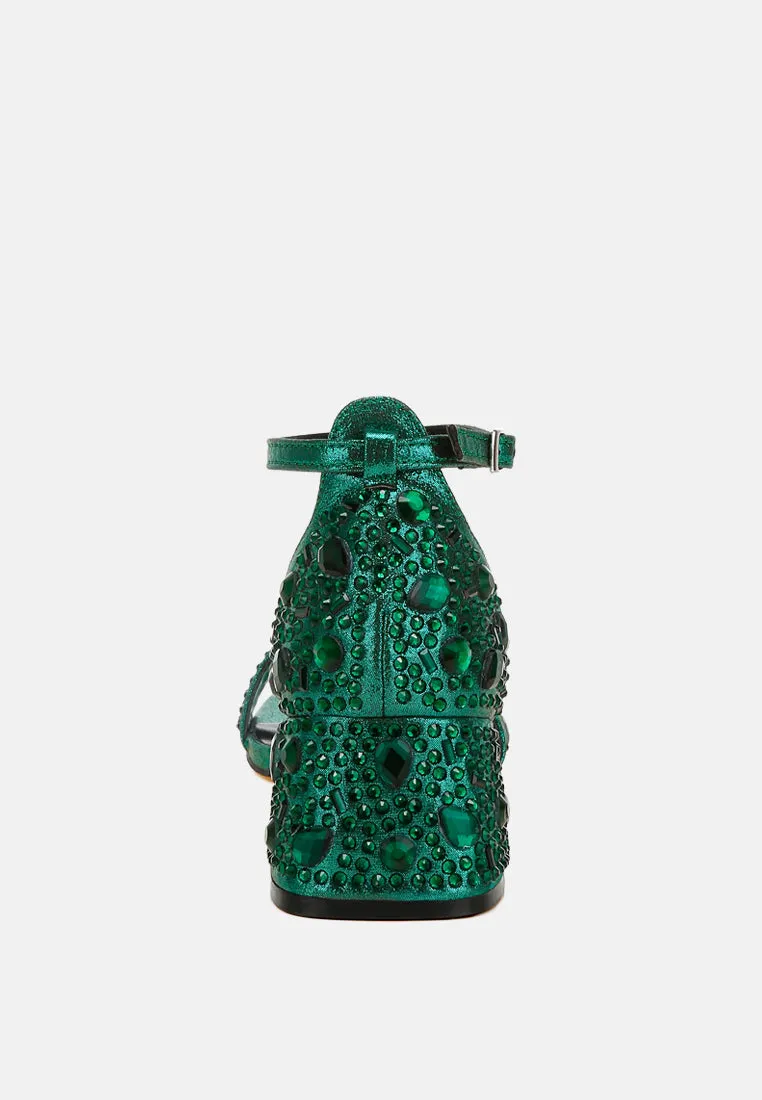 Rhinestone Embellished Shimmer Sandals By RAG