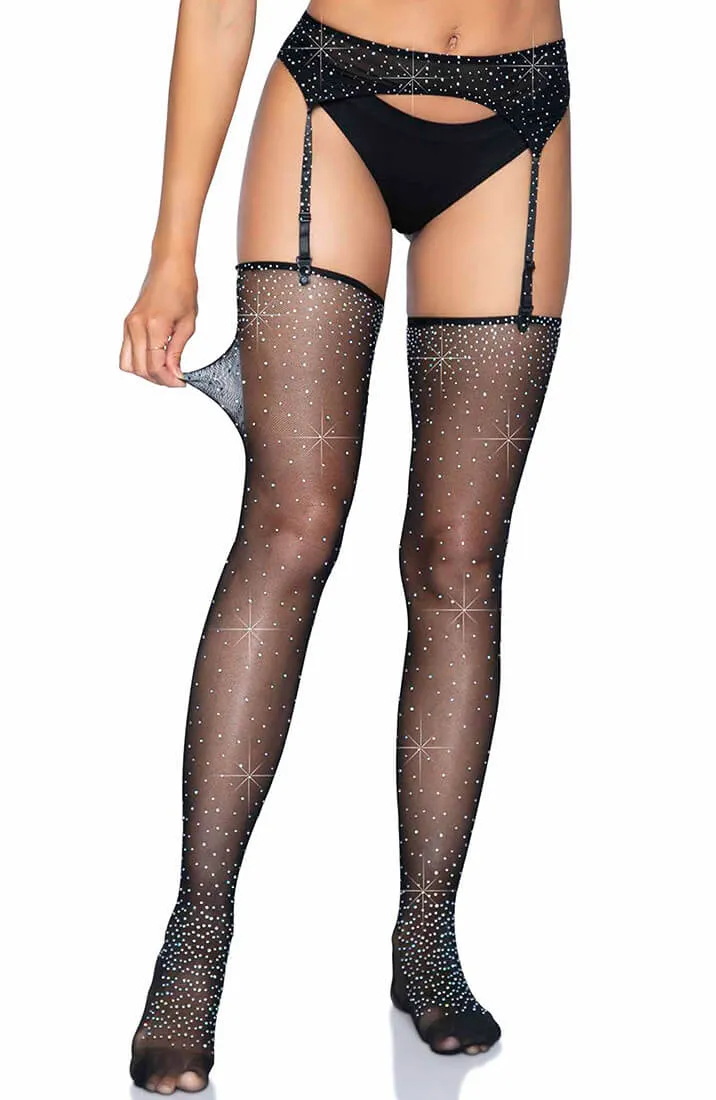 Rhinestone garter belt & thigh highs