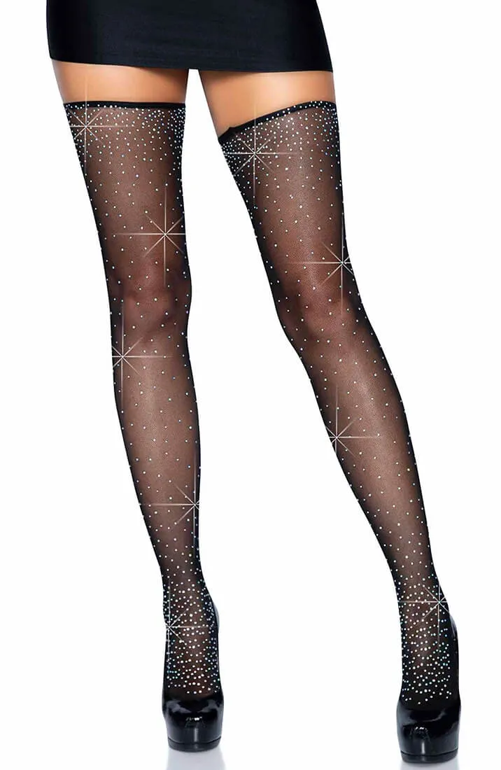 Rhinestone garter belt & thigh highs