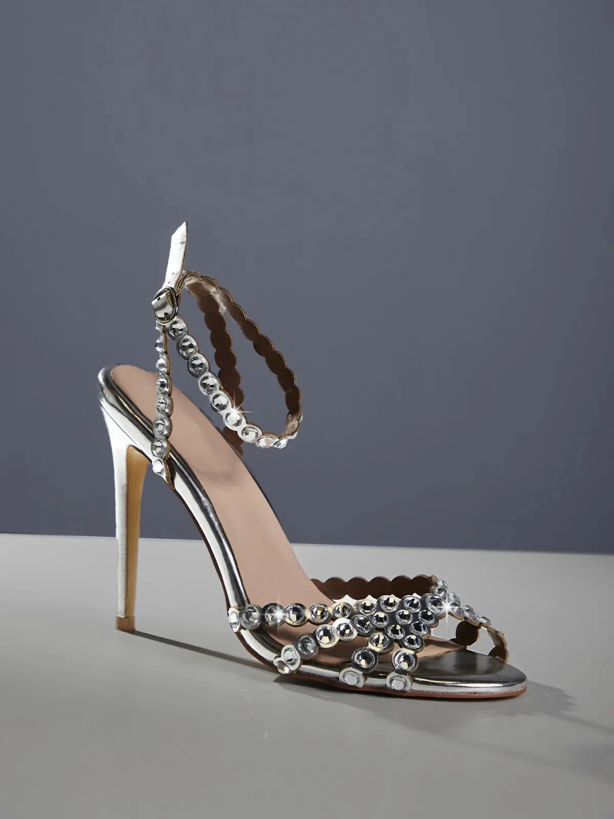 Rhinestone high heels sandals
