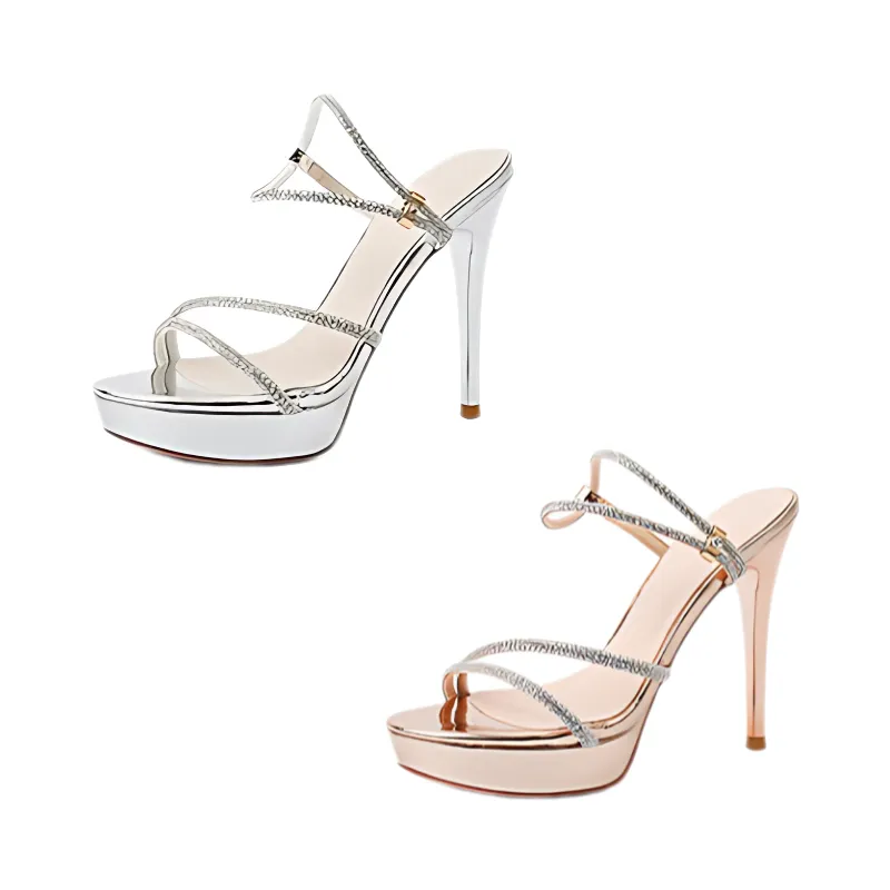 Rhinestone Line High Heels