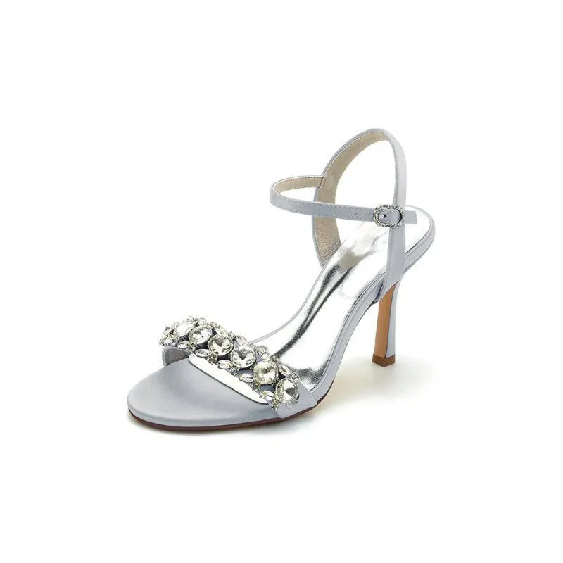 Rhinestone Open Toe Stiletto Heels