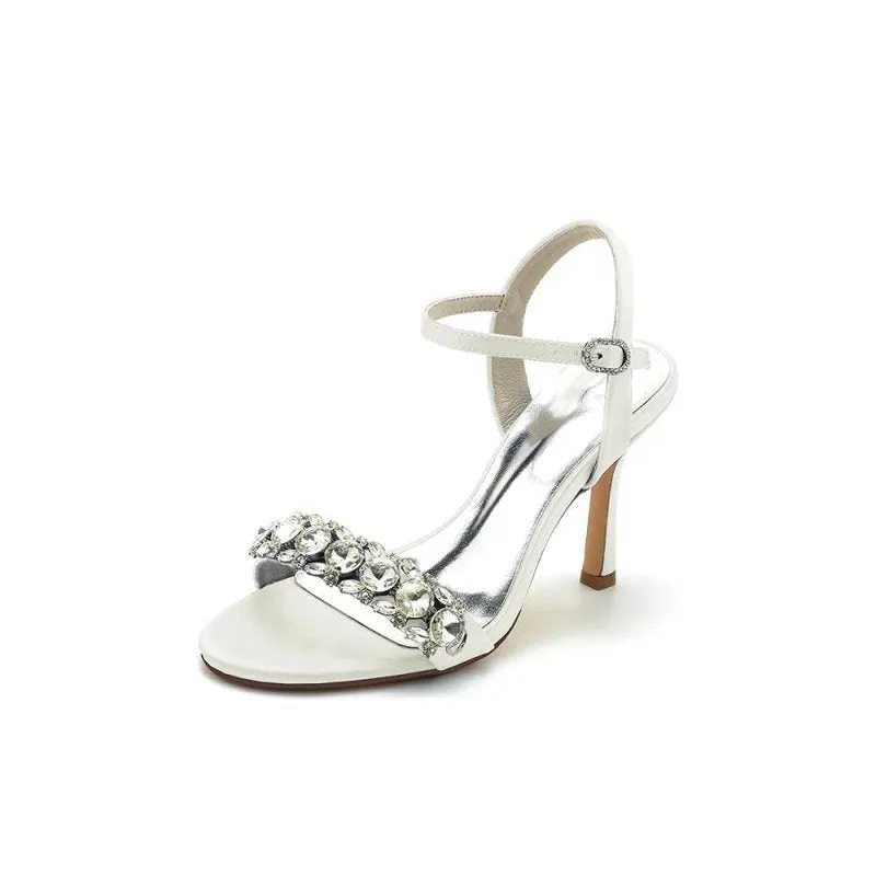 Rhinestone Open Toe Stiletto Heels