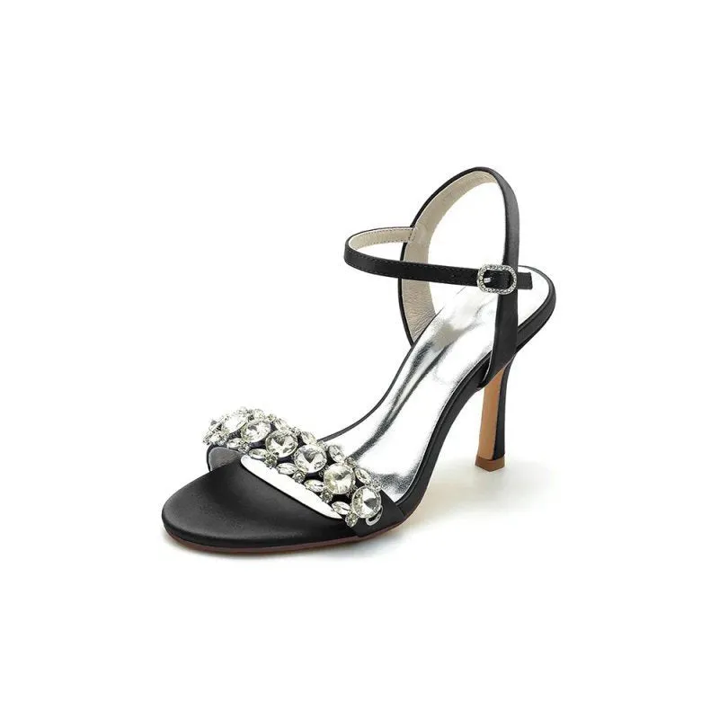 Rhinestone Open Toe Stiletto Heels