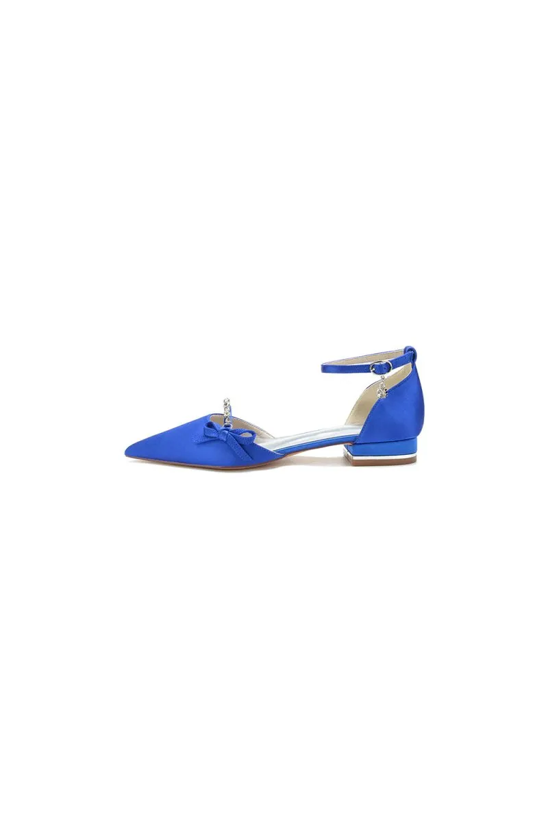 Rhinestone Pointed Toe Kitten Heels With Bow
