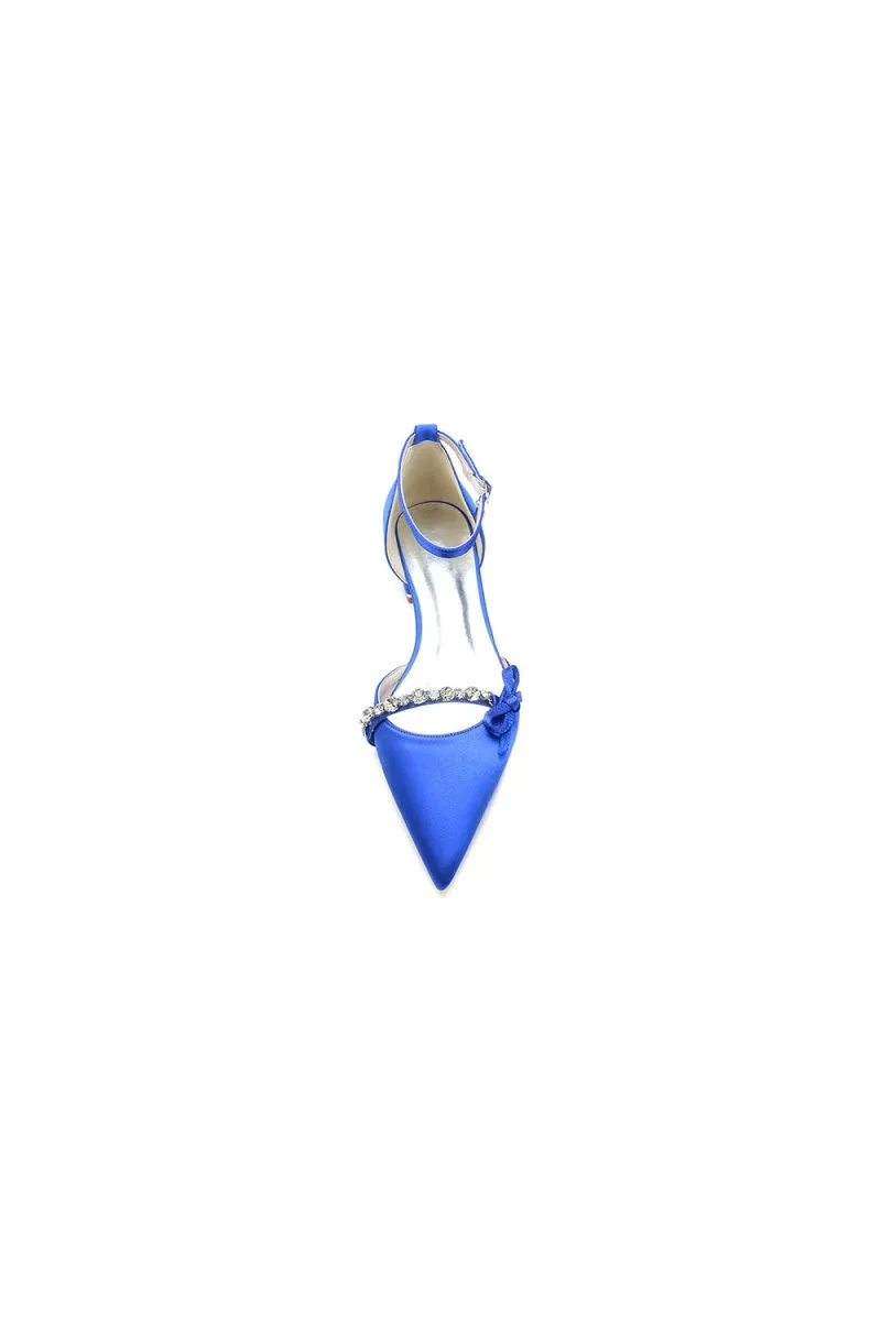 Rhinestone Pointed Toe Kitten Heels With Bow