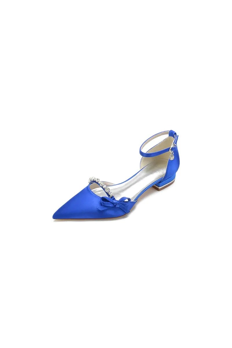 Rhinestone Pointed Toe Kitten Heels With Bow