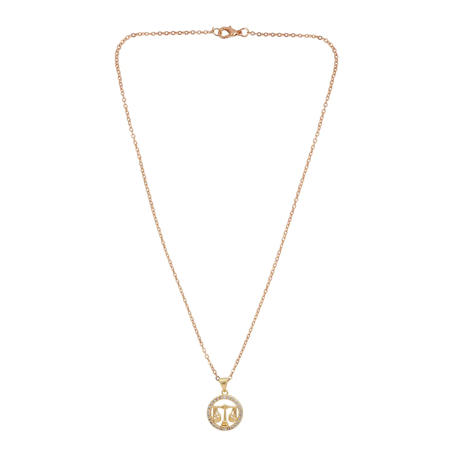 Rhinestone Studded Libra Zodiac Necklace