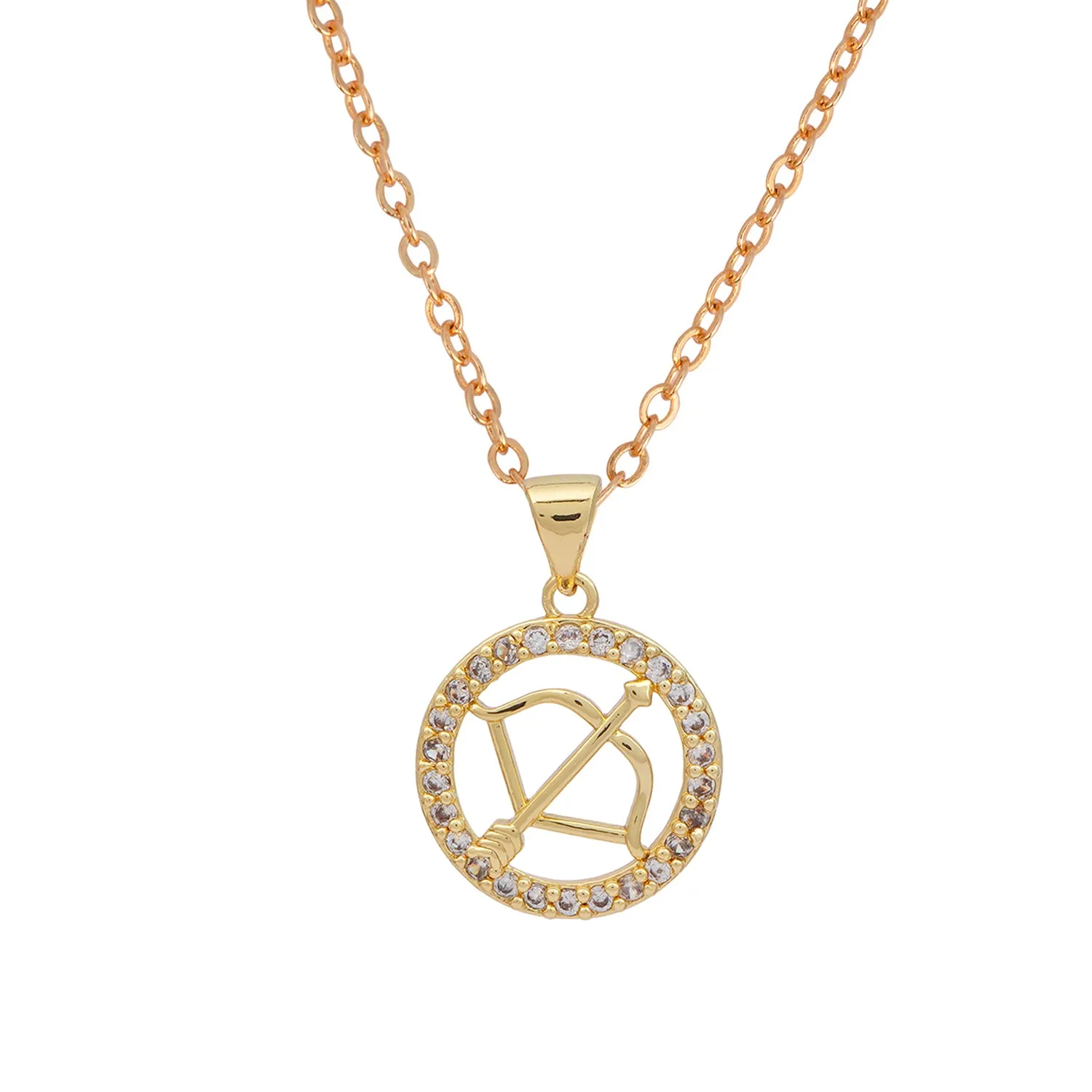 Rhinestone Studded Sagittarius Zodiac Necklace