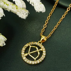Rhinestone Studded Sagittarius Zodiac Necklace