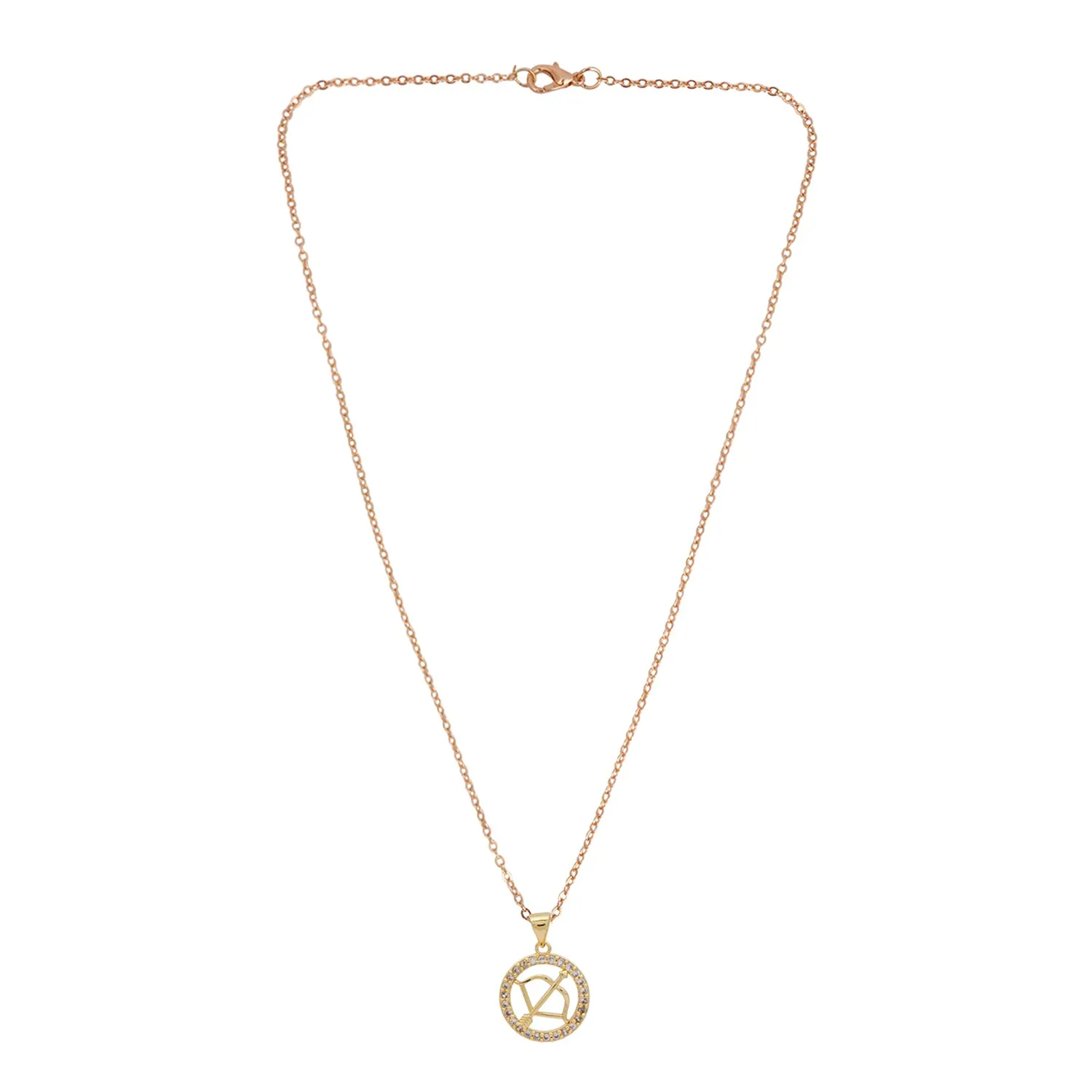 Rhinestone Studded Sagittarius Zodiac Necklace