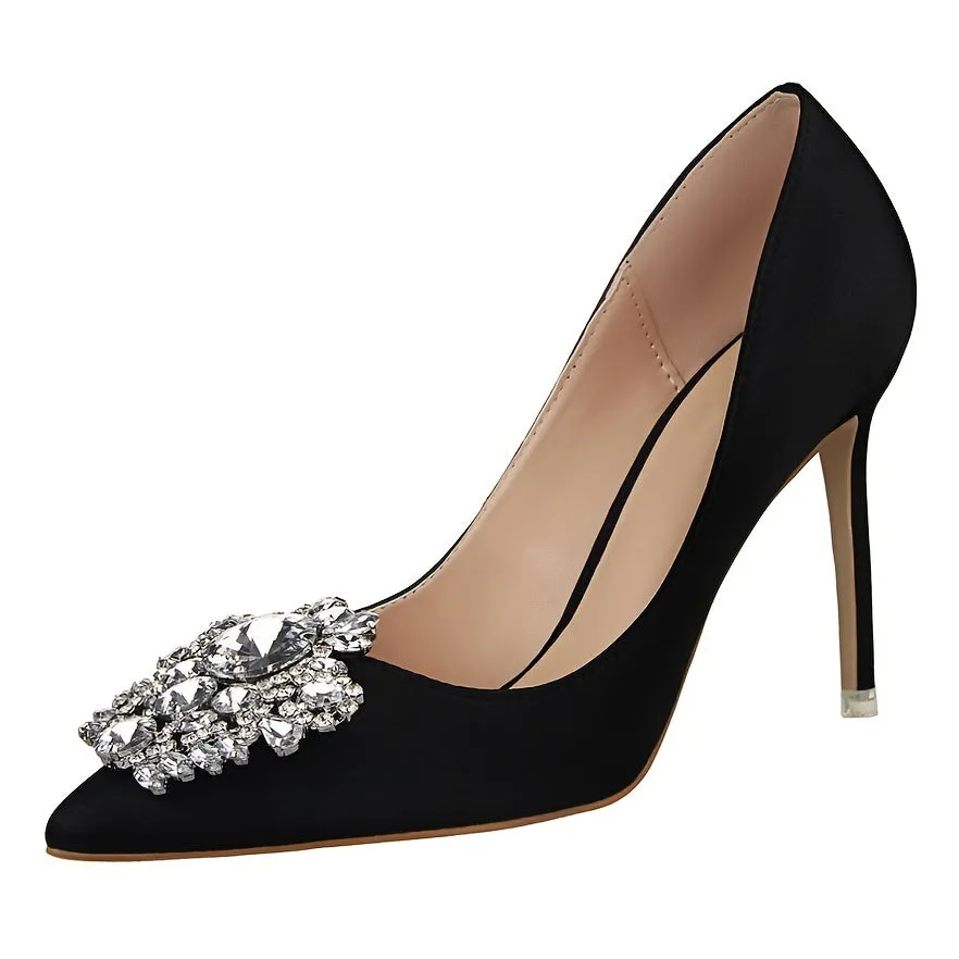 Rhinestone Vamp Suede High Heels