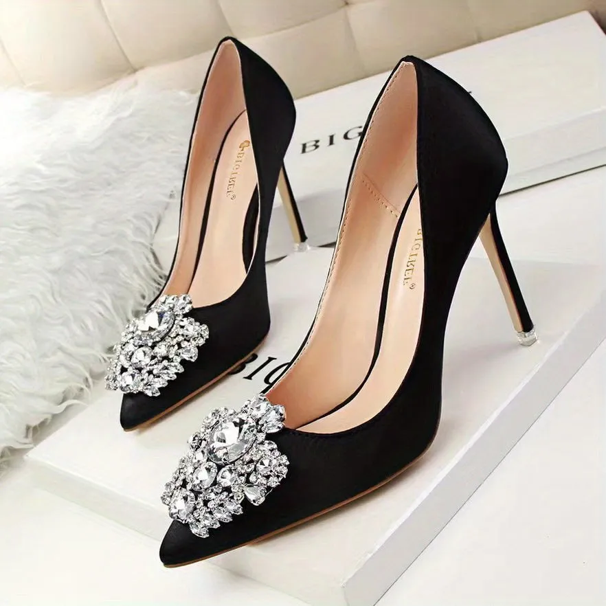 Rhinestone Vamp Suede High Heels