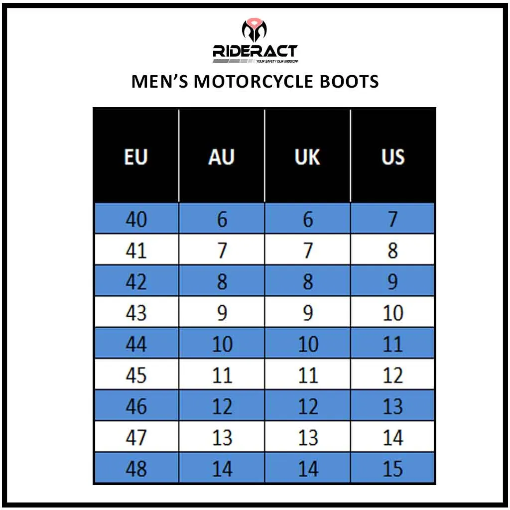 RIDERACT® Men's Motorcycle Boots Black Integral
