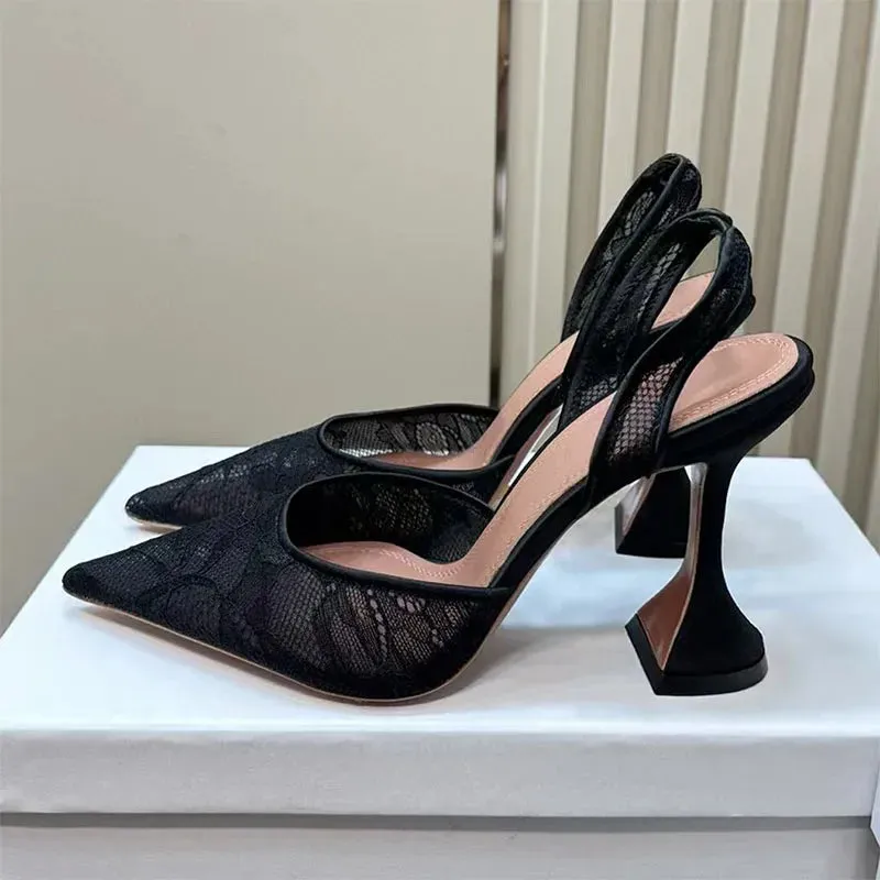 Sexy High Heels Women Pumps Rhinestone Sun Flower Mesh Summer Sandals