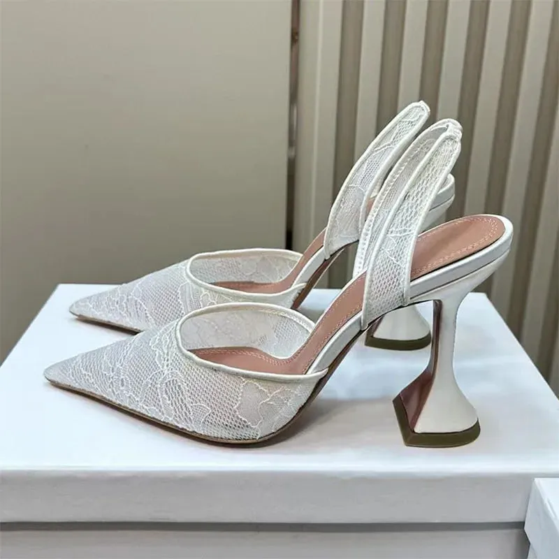Sexy High Heels Women Pumps Rhinestone Sun Flower Mesh Summer Sandals