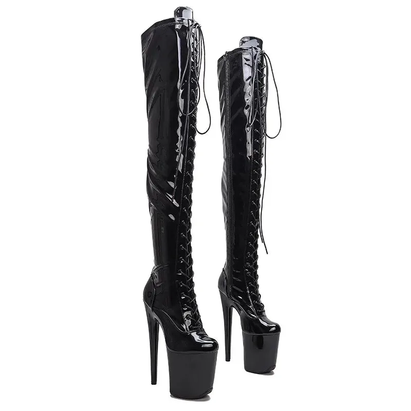 Sexy Zip Women Party Over The Knee Boots Ultra 20cm High Heels Platform Boots